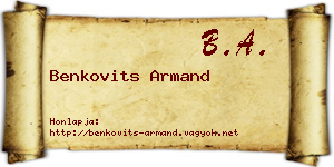 Benkovits Armand névjegykártya