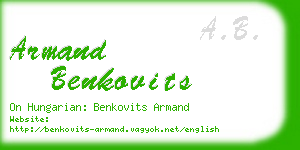 armand benkovits business card